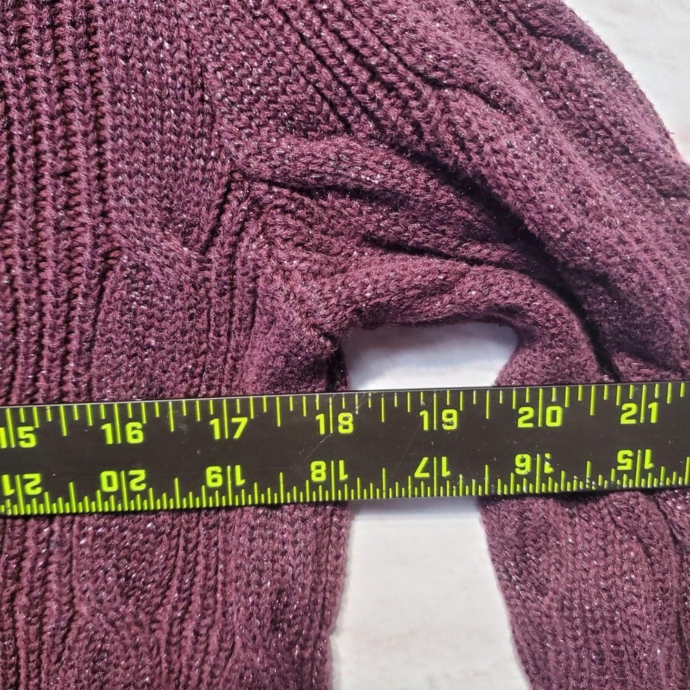 Lauren Ralph Lauren Sweater Womens L Purple Cable Knit Shimmer Metallic Elegant - Picture 7 of 13